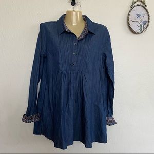 Hem & Thread Denim Pin-tuck Top